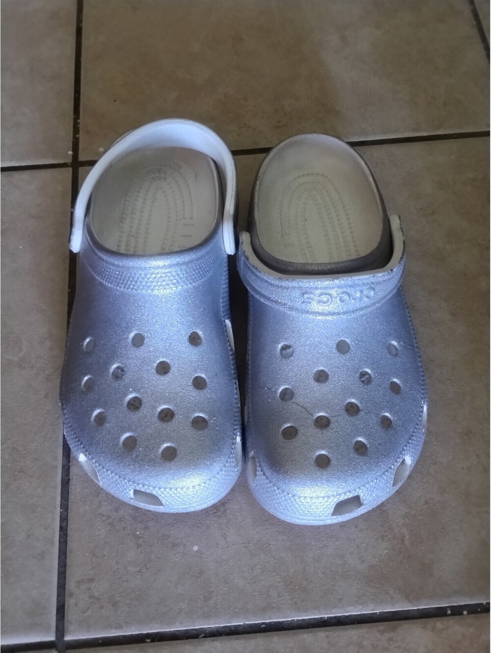 Crocs Women 8 Men 6 Shoes Silver Glitter